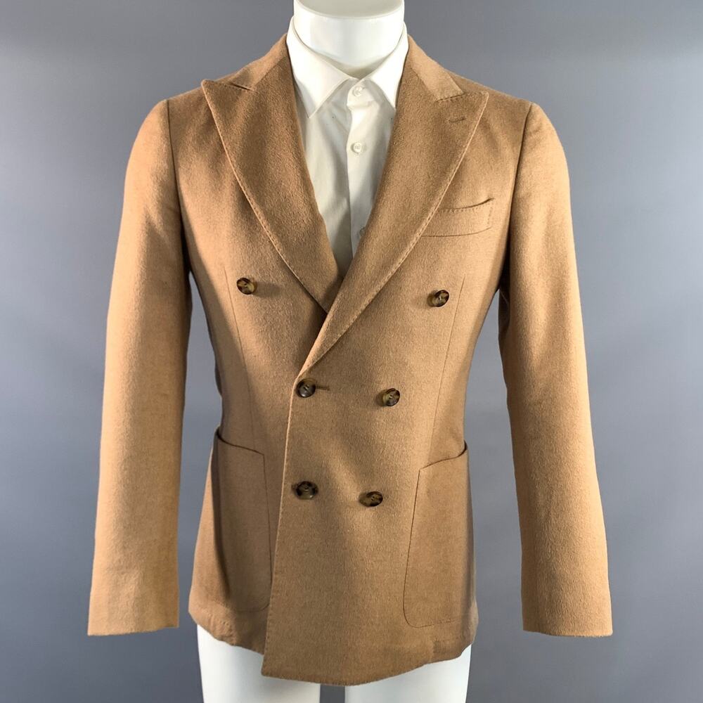 SUIT SUPPLY Chest Size 36 Tan Khaki Camel Hair Double Breasted Sport Coat